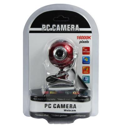 Webcam USB 16 mega pixels ruotabile di 360 rossa con microfono